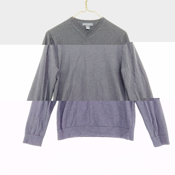 Banana Republic Italian Extra Fine Merino Wool Black Knit V Neck Sweater P1866 - Picture 1 of 7